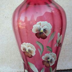 1994 Bill Fenton hand-painted glass White Pansies Hand Painted by C.Griffith #891