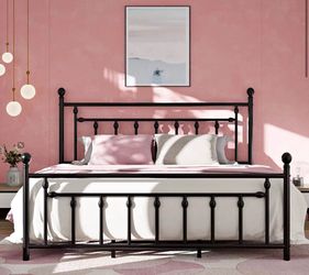 Edsall Metal Platform Bed with Slatted Headboard and Footboard