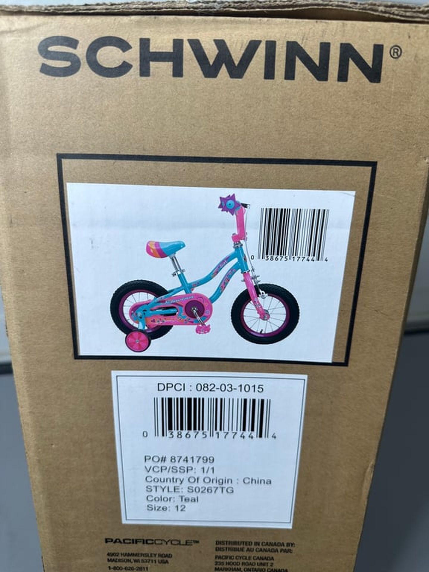12-Inch Girls Teal Bicycle with Training Wheels