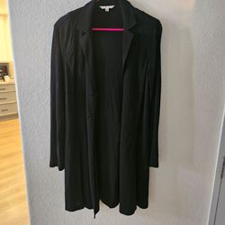 Cabi Black Long Open-Front Cardigan