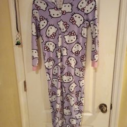 Hello Kitty Lot. (3) Shirts & One Piece With Hood Pajamas. Size 10/12. All For $10