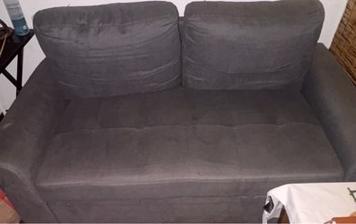 Gray Fabric Loveseat Sofa with pull out ottoman