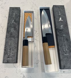 Masamoto Sohonten Deba knives 120mm, 150mm