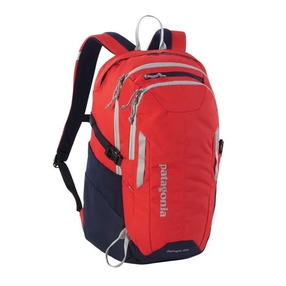 Patagonia Refugio 28L Red Backpack for Outdoor Adventures CRV Logo