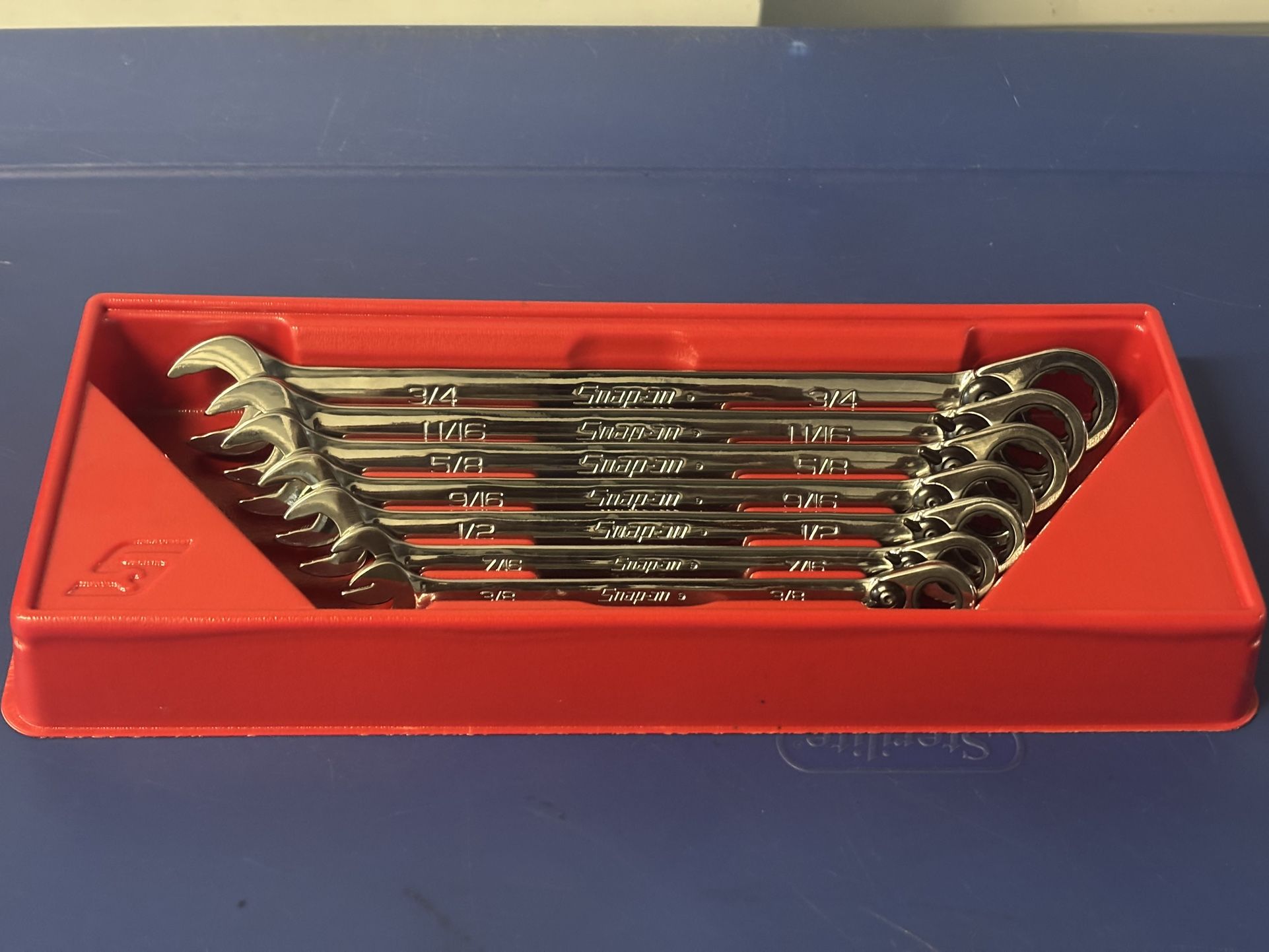 Snap-on Tools 7 pc 12-Point SAE Flank Drive® Plus Reversible Ratcheting Combination Wrench Set (3/8-3/4")