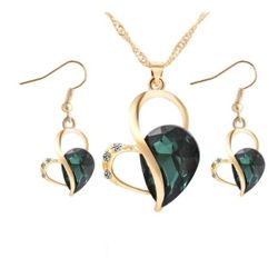 Austrian Lovely Heart Gold Plated Jewelry Set