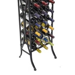 Sorbus Metal Wine Rack Stand With Glass Table 
