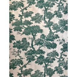 Vintage Wallpaper Westgate Handprinted Green Trees Toile Botanical Scene Nature