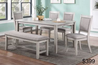 Dining table set with bench