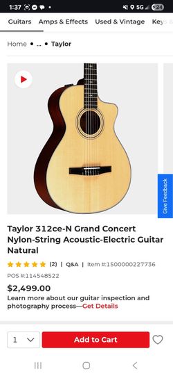 Taylor 312ce-N Grand Concert Acoustic/Electric Guitar 