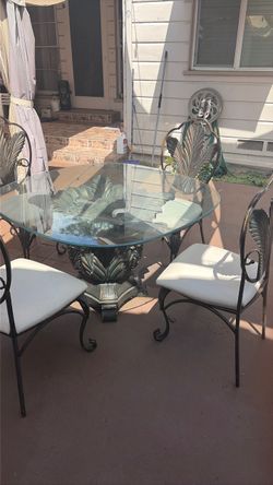 5 Piece Dining Set - Oval Glass Table with 4 Chairs - Custom Made