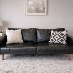 🛋️ Modern Black Leather Sofa – Clean & Ready! 🛋️