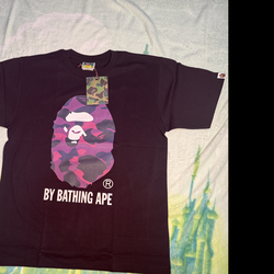 BAPE A Bathing Ape Color Camo Big Ape Head Tee Black/Purple Size Medium NEW WITH TAGS