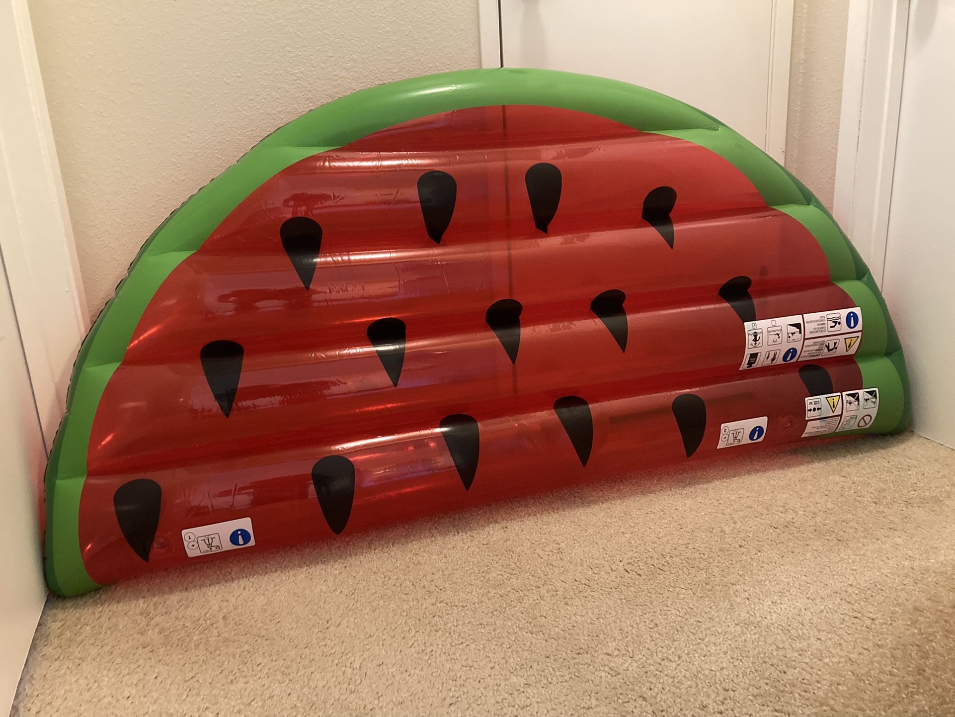 60” Watermelon Half Slice Inflatable Pool Float Raft Lounge with Safety Chamber