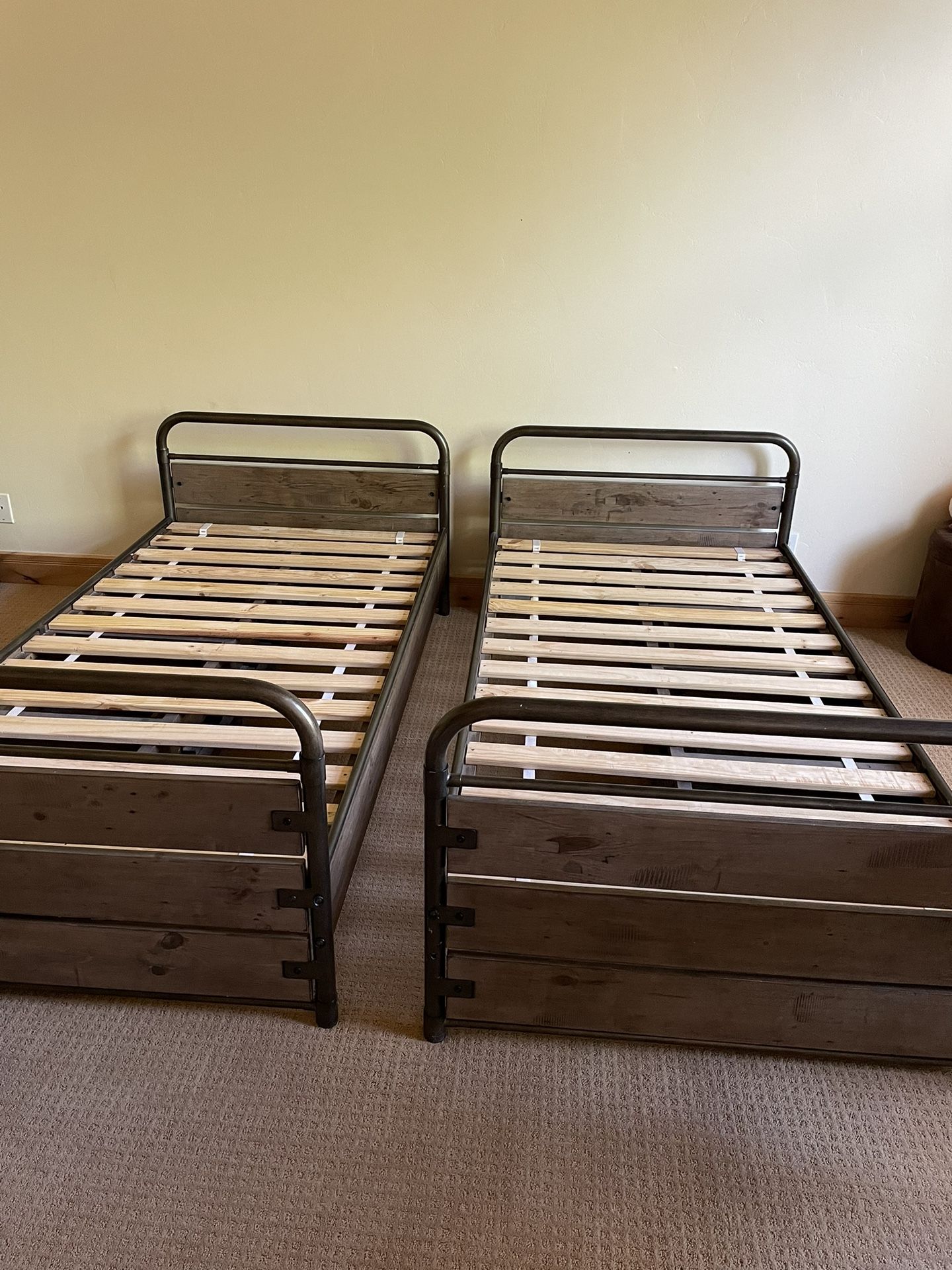 2 Like New Pottery Barn Kids Owen Twin Platform Bed Frames