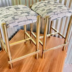 Vintage Mid Century Modern Brass Counter Bar Stool