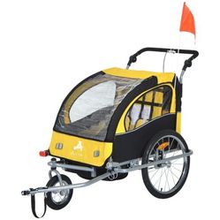 Elite Aosom Double Baby Bike Trailer Stroller Child Bicycle Jogger Swivel Wheel