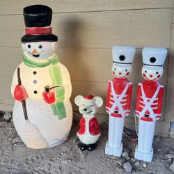 Christmas Blow Molds, Vintage Plastic Empire Lot of 4