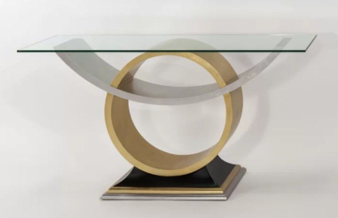 Artmax Hand Painted Gold & Silver Leaf Finish Console Table