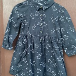Black Long Sleeve Dress With Unicorns 12 Months 