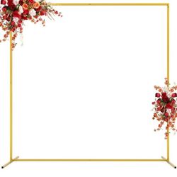 Asee'm 6.6FTx6.6FT Gold Wedding Arch Backdrop Stand Square Metal Rectangular Arch Frame for Ceremony Party Birthday Bridal Baby Shower Anniversary Arb
