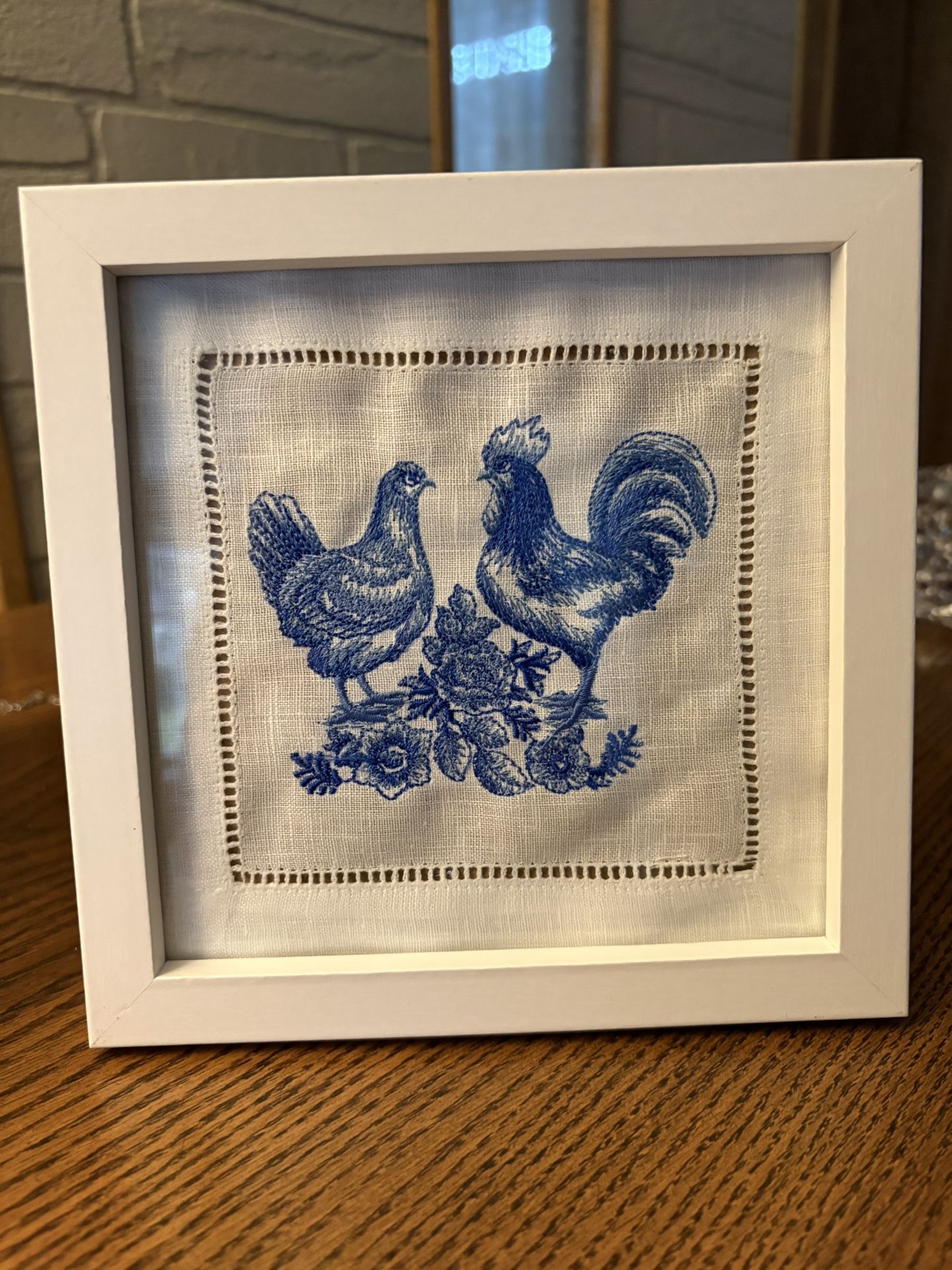 Chicken / Rooster Framed Embroidery Handmade