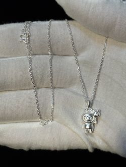 Labubu pendant with necklace 925 Silver 