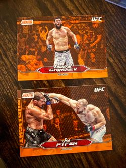 2025 Topps UFC Stadium Club Orange Parallel Lot Khamzat Chimaev & Joe Pyfer