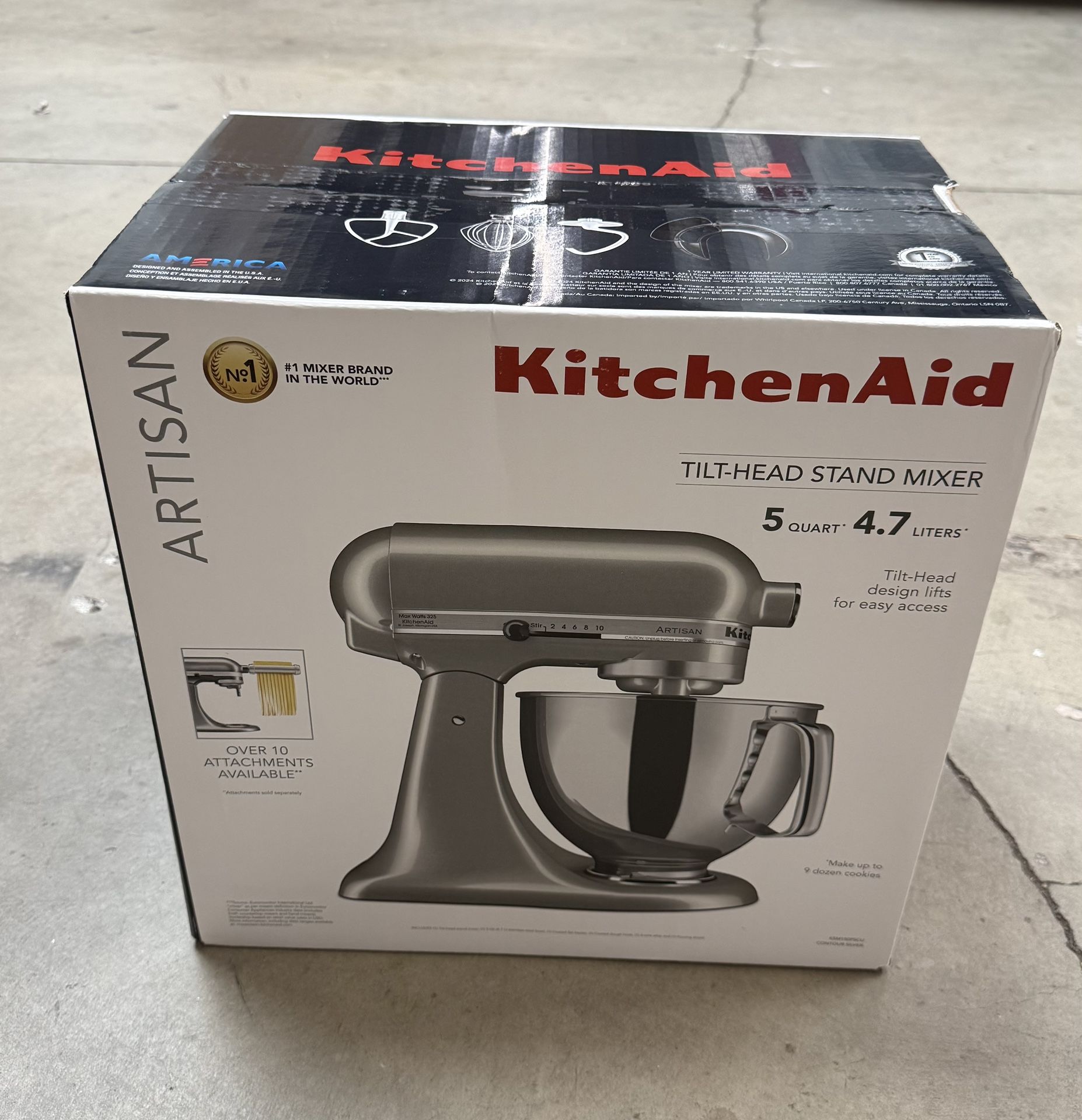 KitchenAid Artisan Series 5 Quart Tilt Head Stand Mixer with Pouring Shield KSM150PS, Contour Silver