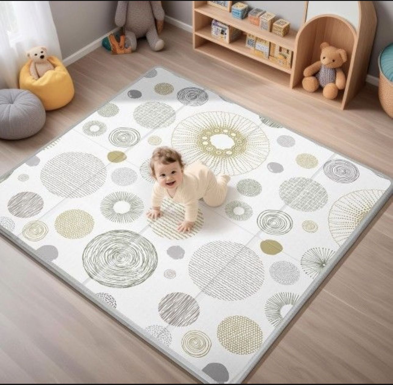 Foldable Baby Play Mat, PIGLOG 50X50 Waterproof Playpen Mat for Babies and Toddlers Kids, Safe Foam Playmat for Tummy Time, Reversible Playmats