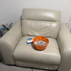 Single Beige Leather Chair