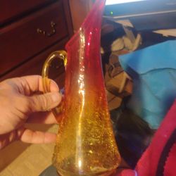 Amberina Tangerine Crackle Pitcher