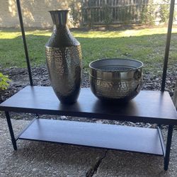 Silver Flower Pot And Bowl