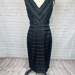 Maggy London Nordstrom Black Stripe Sleeveless Sheath Dress Size 4 NEW NWT