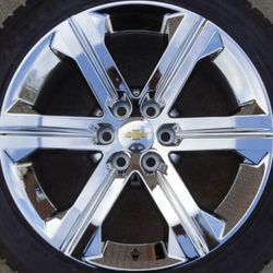 22 inch Chrome Wheels with Tires fit Yukon Silverado Tahoe Escalade Chrome Rims