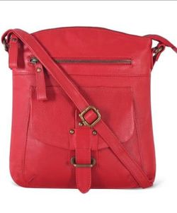 Red crossbody leather bag