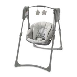 Graco Slim Spaces Compact Baby Swing - Reign | 5.5-25 lb, Foldable | Brand New Sealed