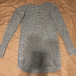 People Gray Ribbed Henley Dress Size S