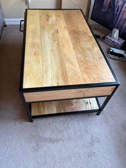 Industrial Wood and Metal Coffee Table
