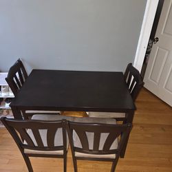 Dark Brown Wooden Table with 4 Chairs