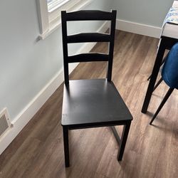 Set Of 3 Black Wooden Chairs 