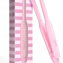 NEW IN BOX - Pencil Flat Iron for Short Hair, 1/3 Inch Super Slim Mini Flat Iron Hair Straightener and Curler 2 in 1, Dual Voltage PTC and Ceramic Fla