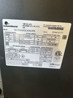 Climate master 2.5 ton