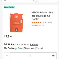 Igloo 5 Gallon Coolers New