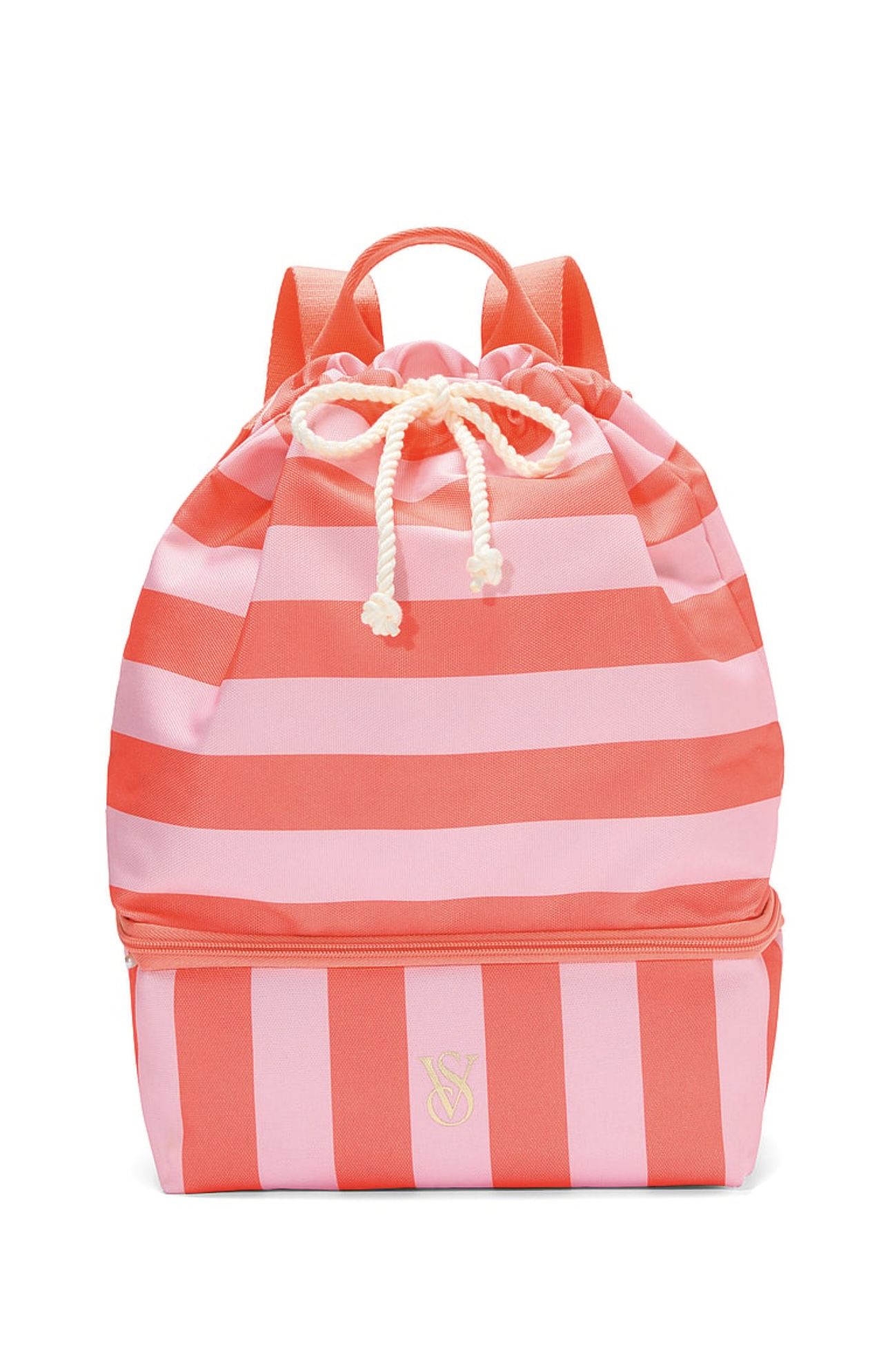 NEW Victoria's Secret Coral and Pink Striped Backpack
