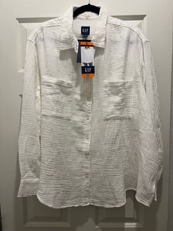 Gap White Gauze Button-Up Shirt XXL