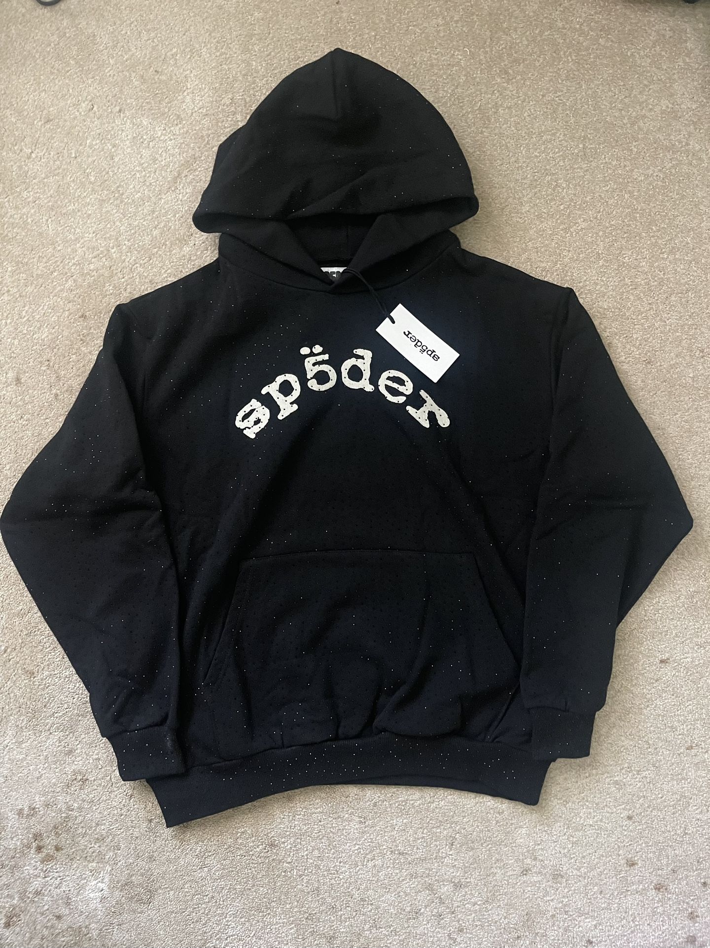 Sp5der Black VVS Rhinestone Hoodie
