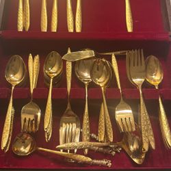 Nasco Stainless Gold Plated Flatware Silverware Made In Korea