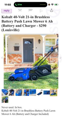 USED LIKE NEW KOBALT CORDLESS LAWNMOWER