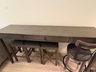 Grey 75" L x 18" W x 36" H Table with four chairs